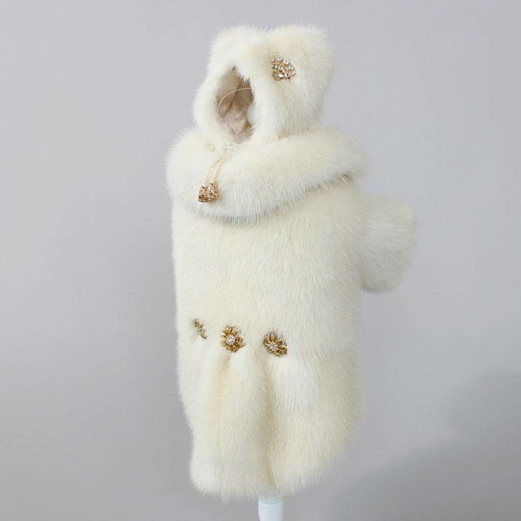 Норковая шапка для собак Puffy Ушки белая