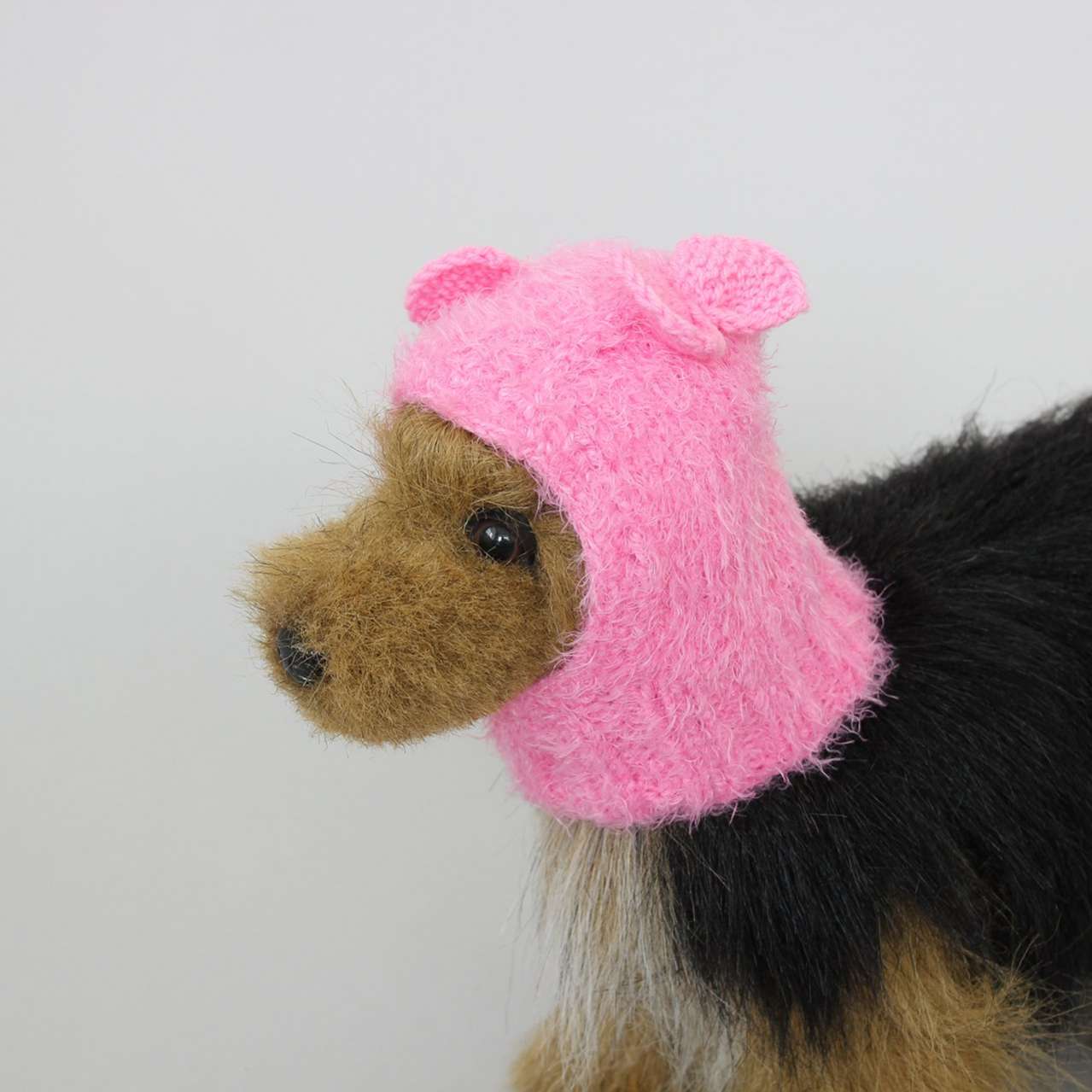 Вязаная шапка для собаки капор с закрытыми ушами Puffy Бантики