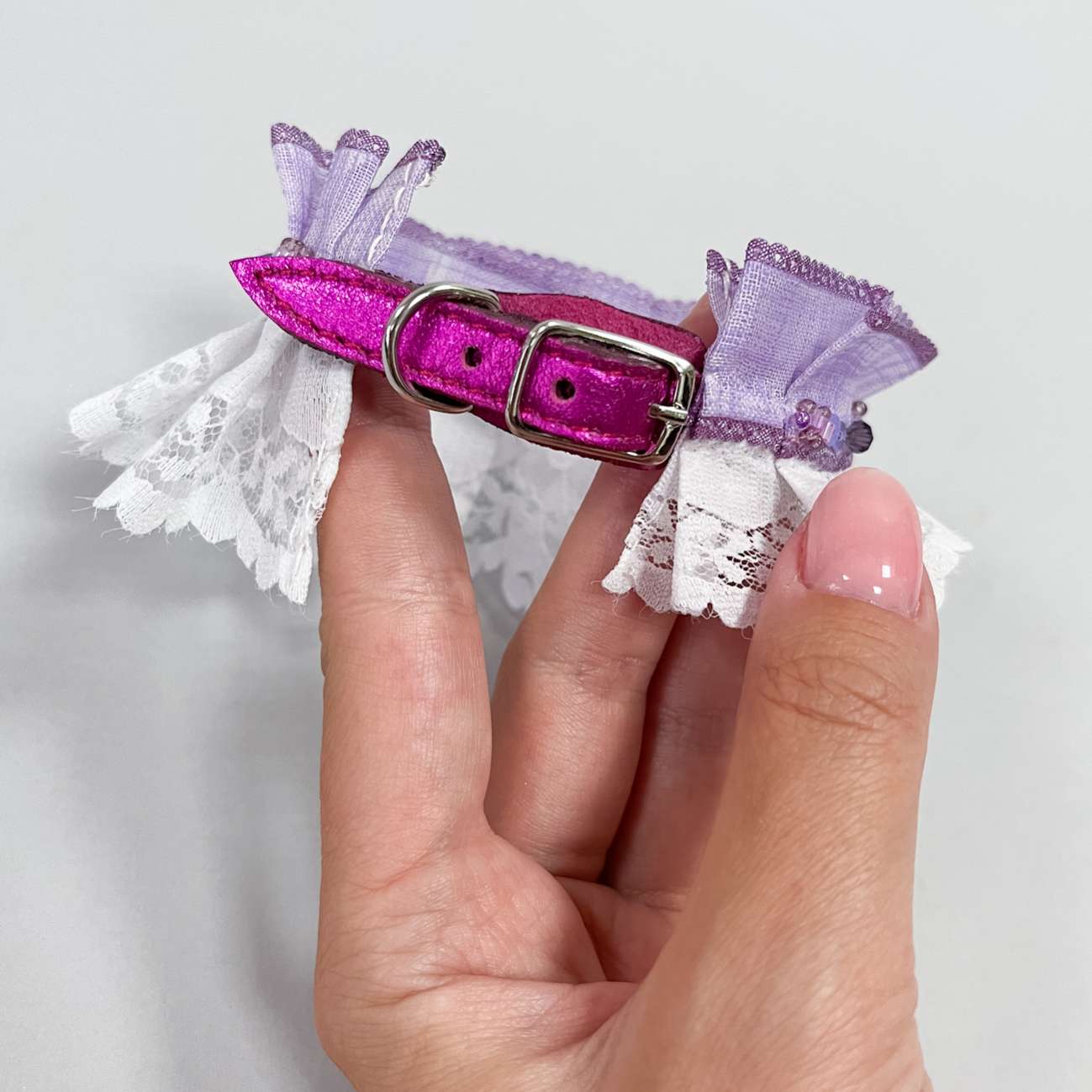 Ошейник для собак с натуральным камнем Аметист