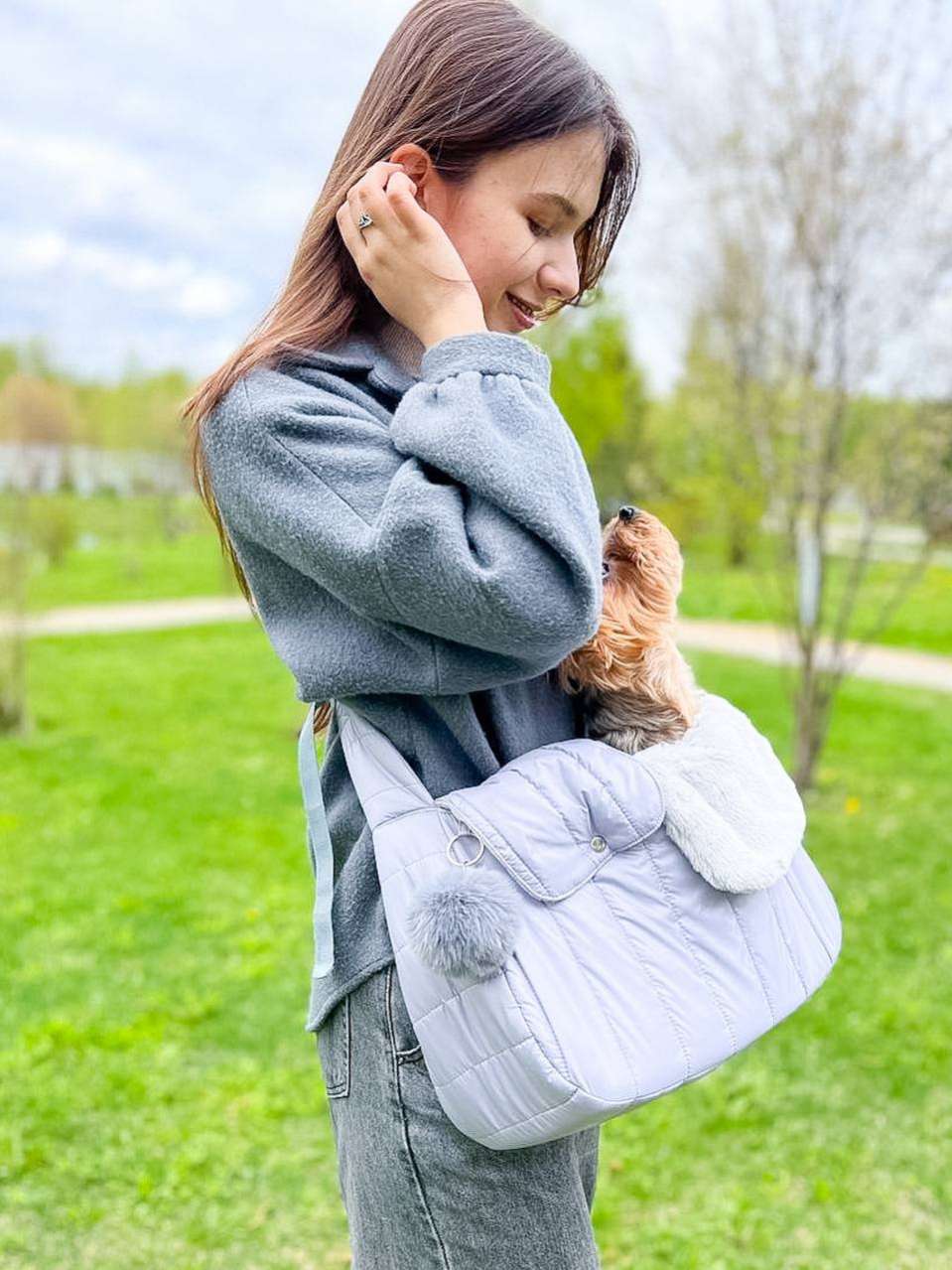 Сумка-слинг Puffy Прогулка серая