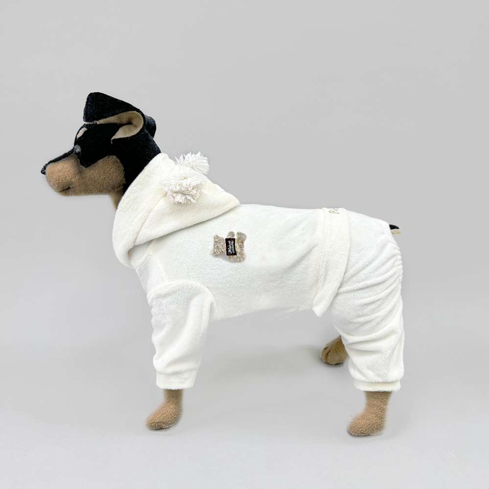 Велюровый костюм для собак Puffy Тедди молочный