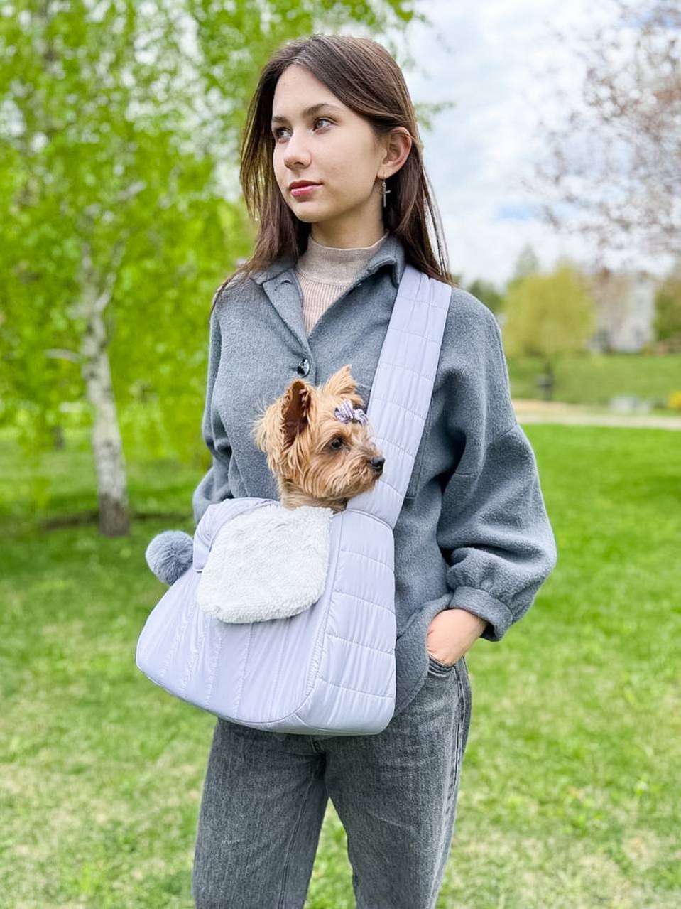 Сумка-слинг Puffy Прогулка серая