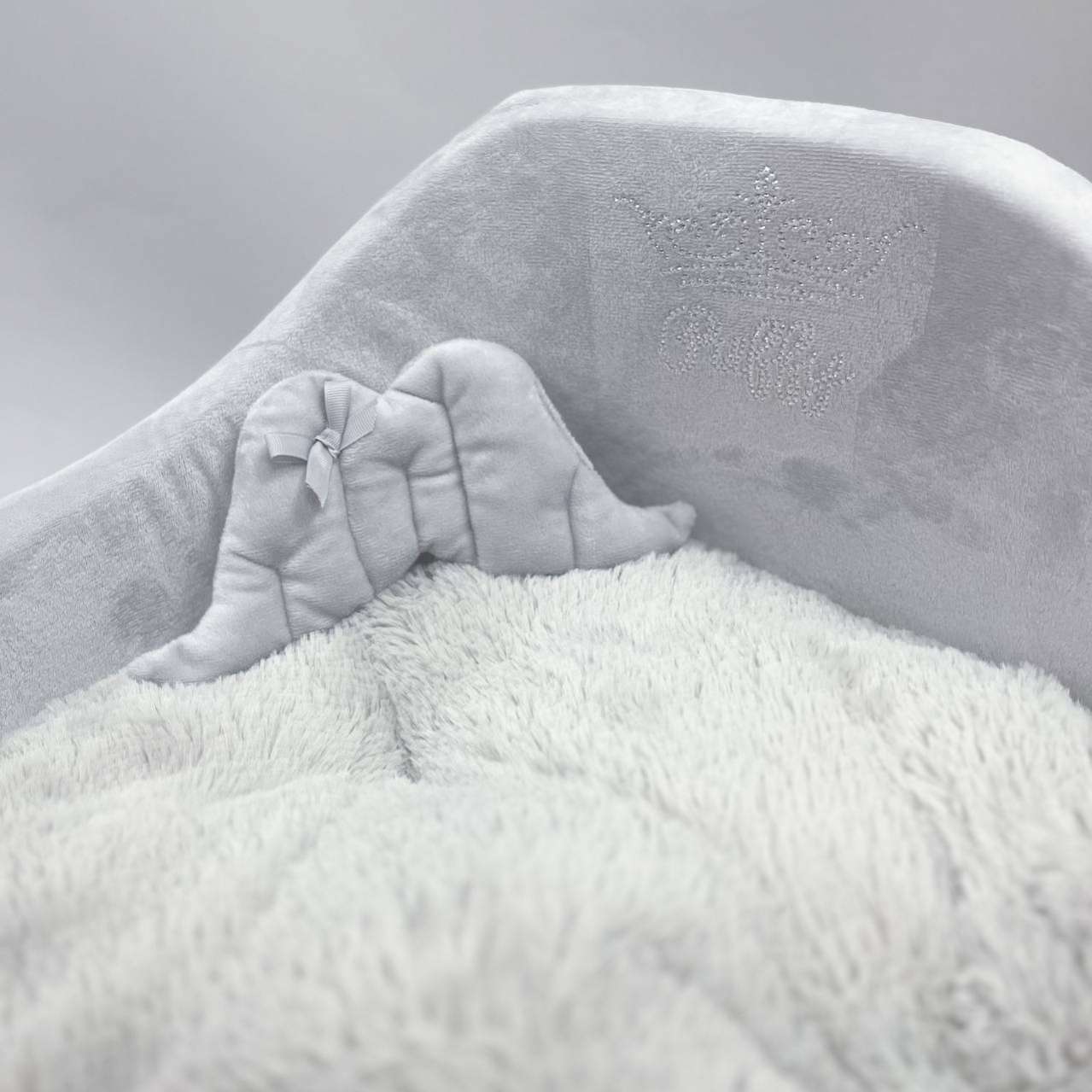 [Лежак] Лежанка для собак со спинкой Puffy Сильвер