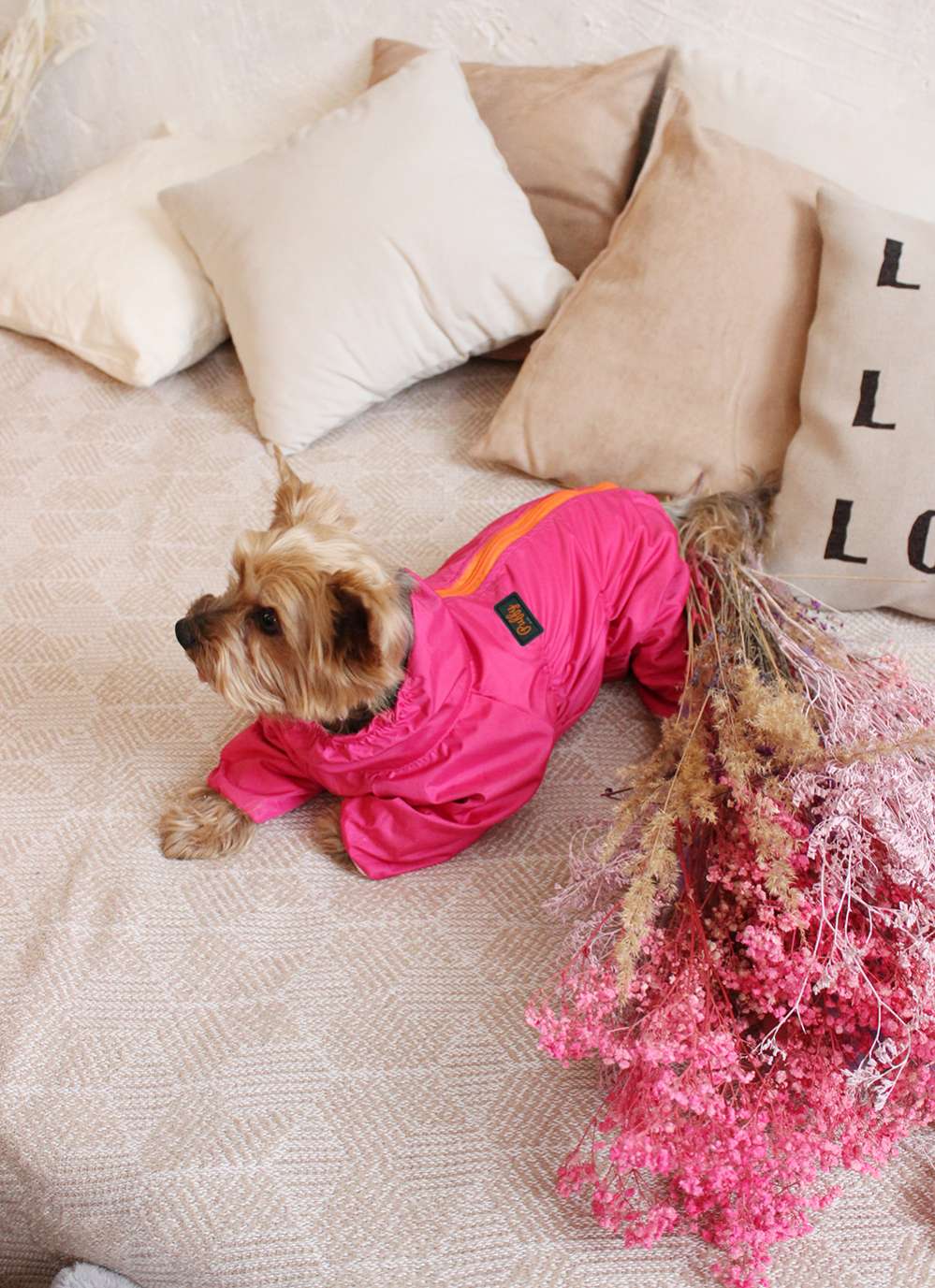Дождевик для собаки утепленный Puffy Лион фуксия