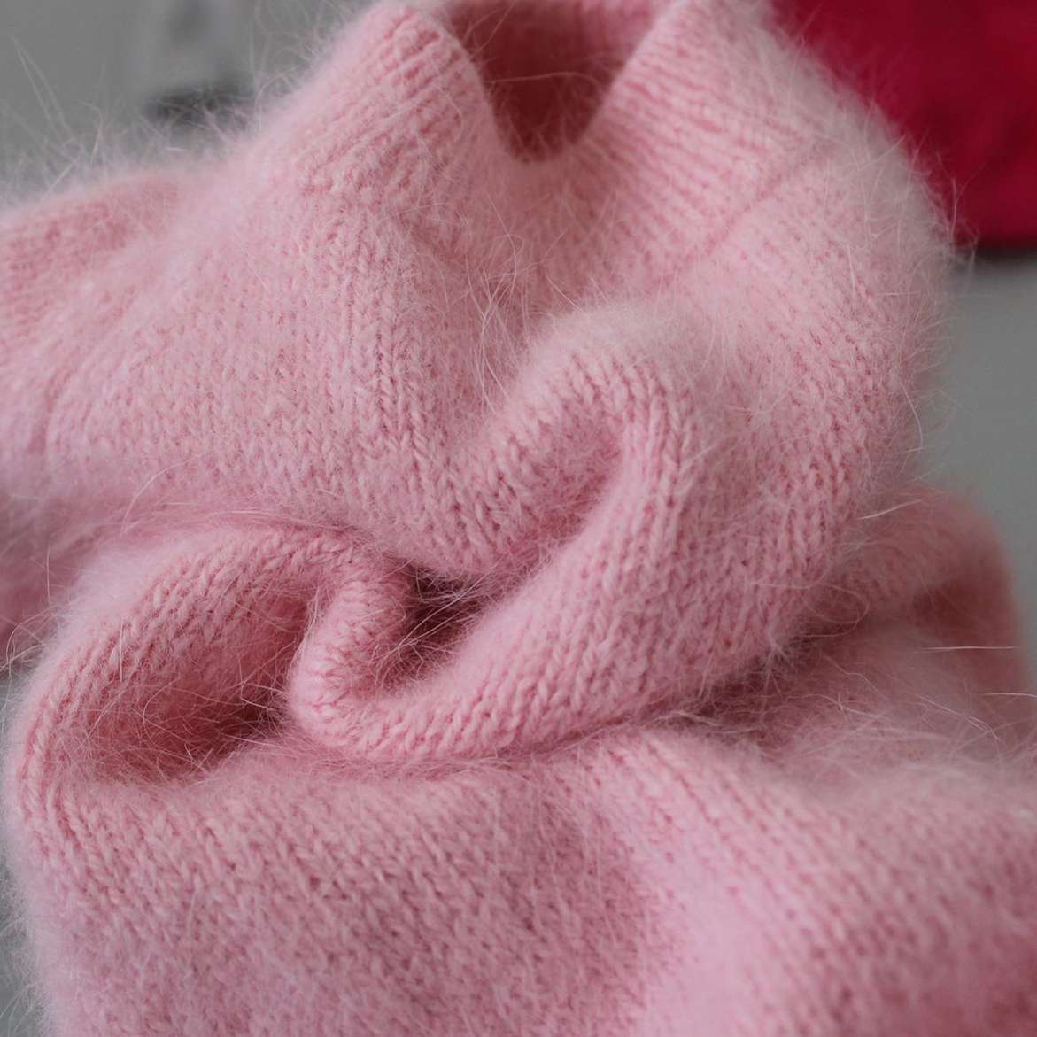 Вязаный свитер Puffy Пух норки Нежно-розовый
