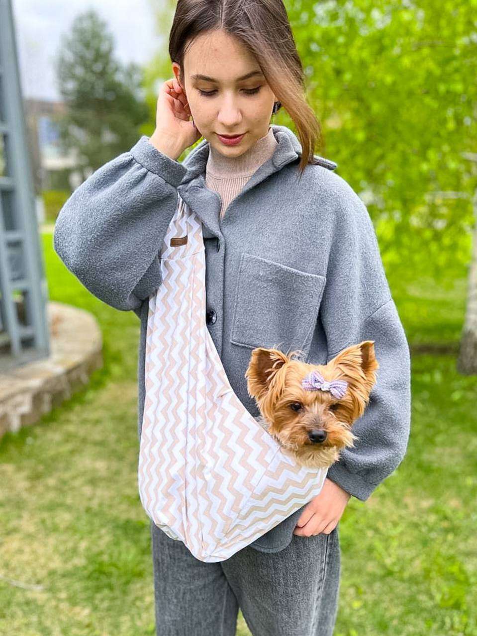 Слинг для собак летний Puffy Джинса с регулятором