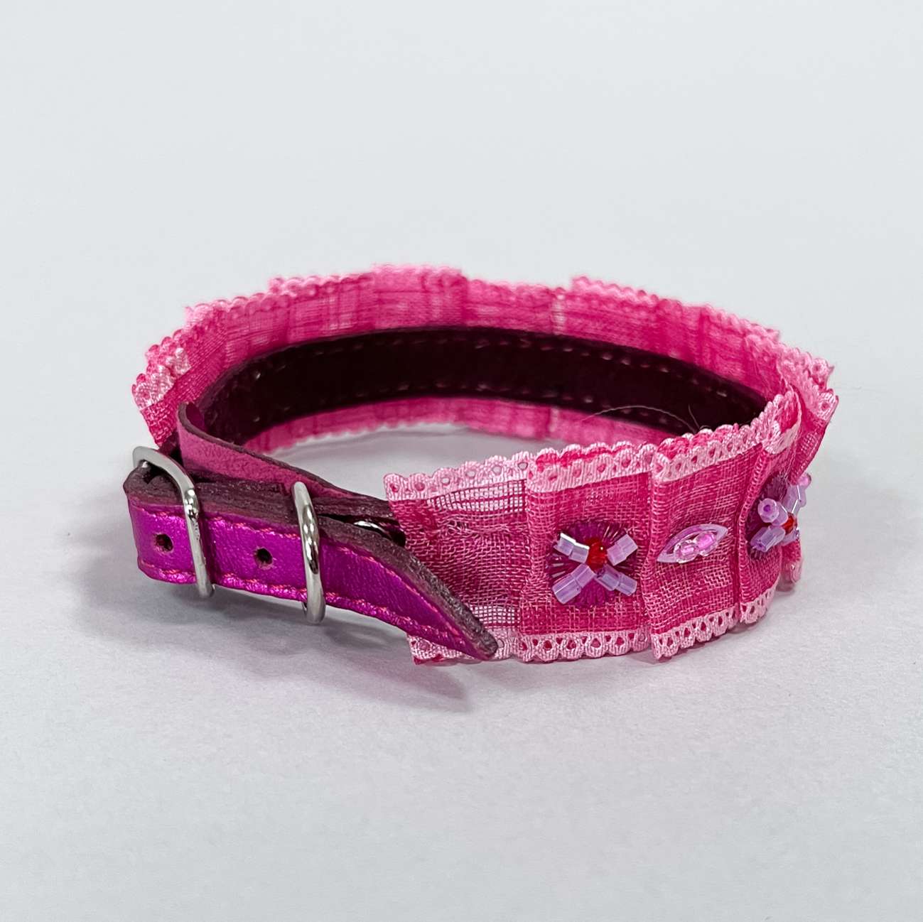 Кожаный ошейник для собак Бабочки