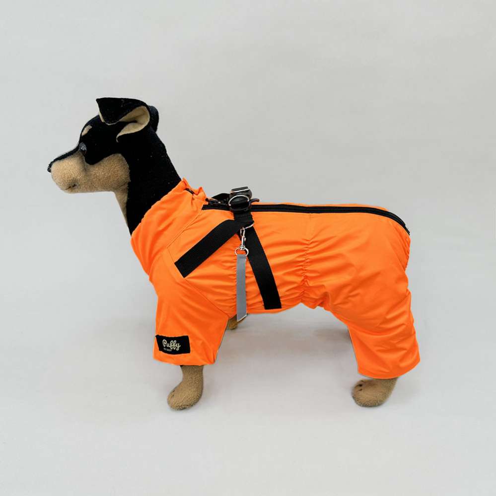 Дождевик для собак Puffy Фикс оранжевый со шлейкой