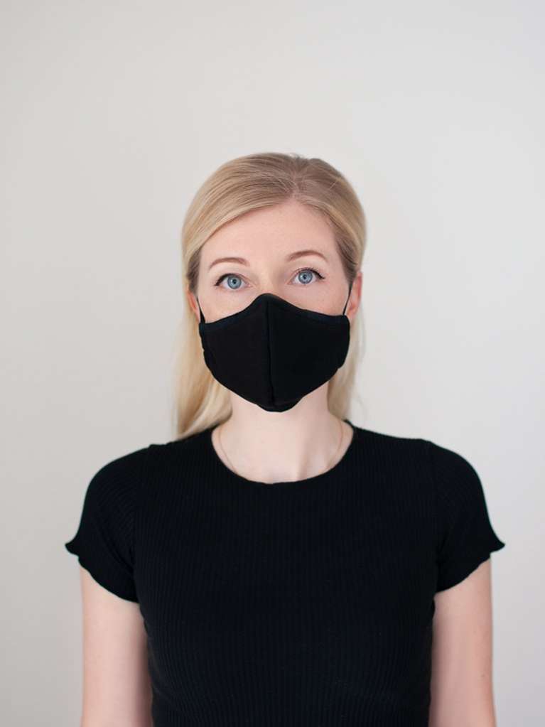 Многоразовая тканевая маска для лица двухслойная Puffy Black