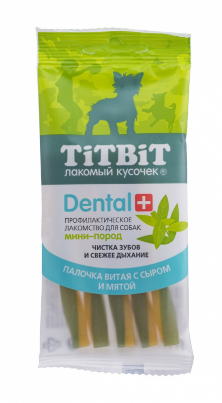 Вкусняшки для собак мелких пород Палочка витая Dental с сыром