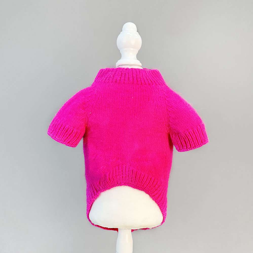 Вязаный свитер Puffy Пух норки Ярко-розовый