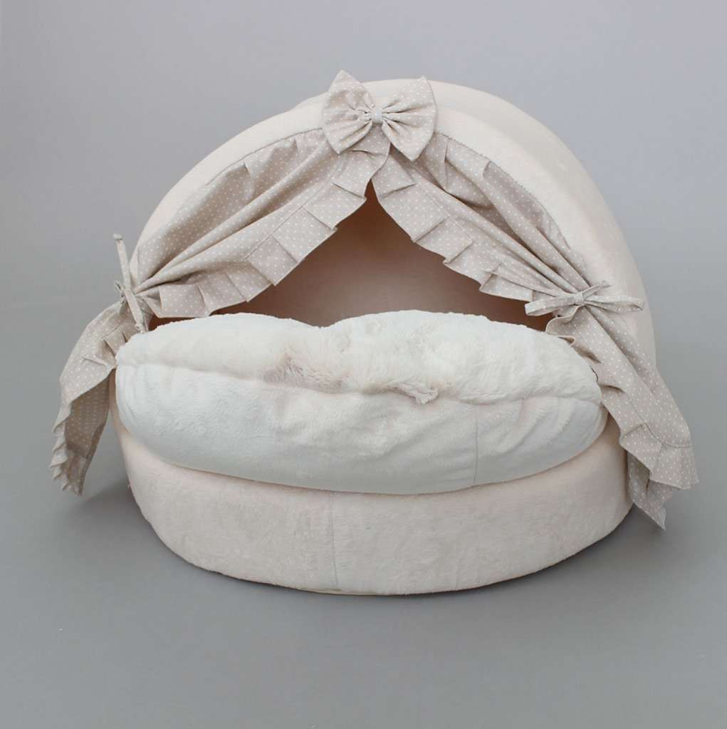 Домик для собаки со шторками Puffy молочный