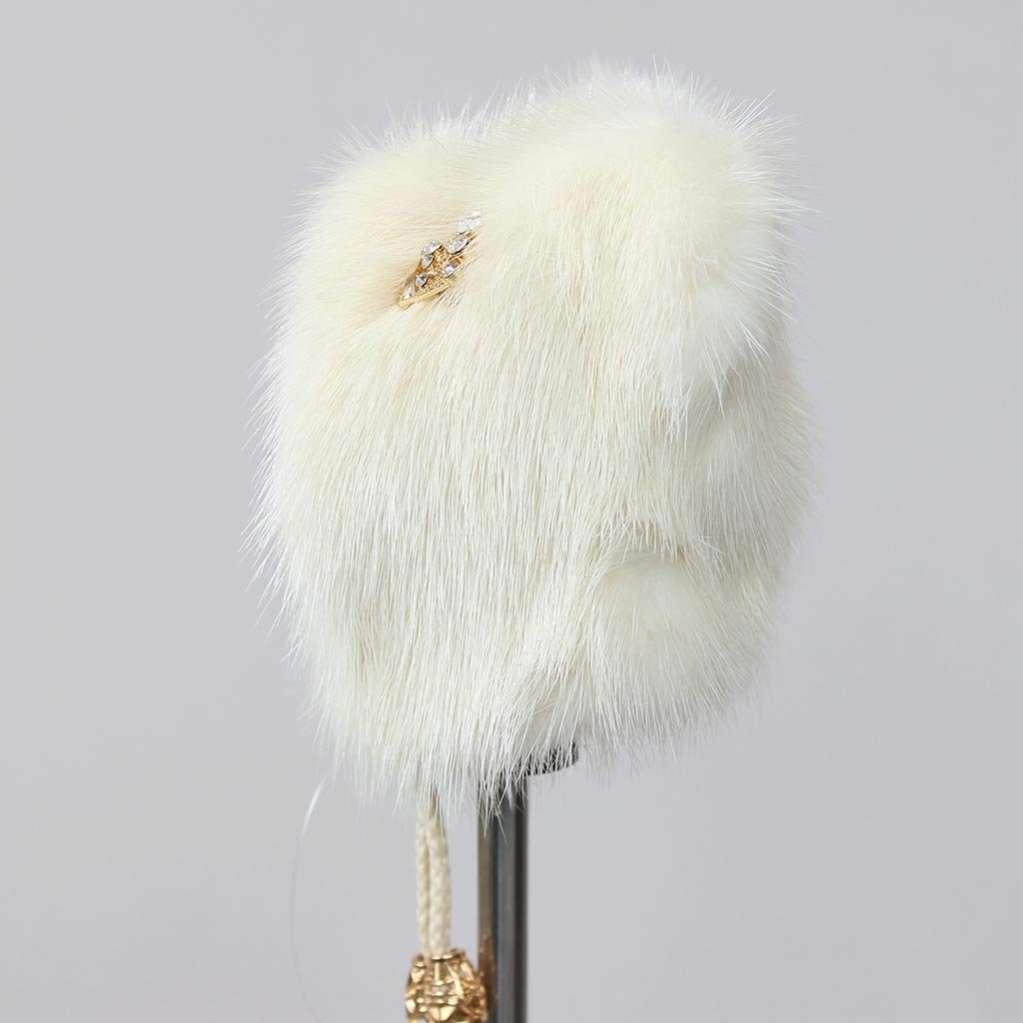 Норковая шапка для собак Puffy Ушки белая