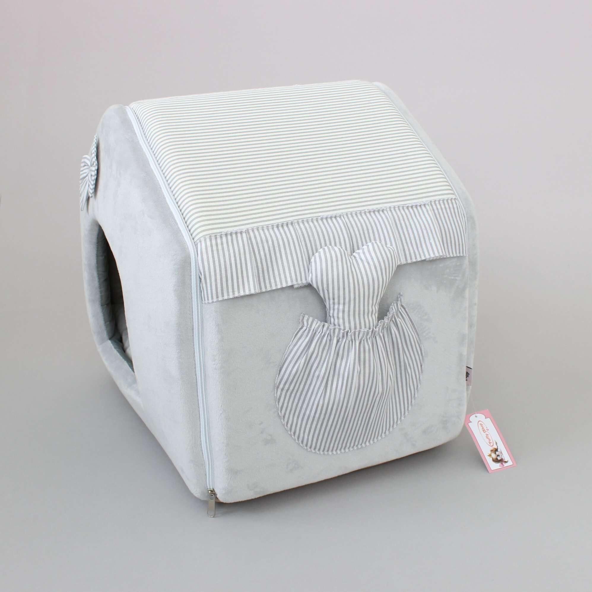 Домик для собаки Puffy Fancy Серебро в полоску