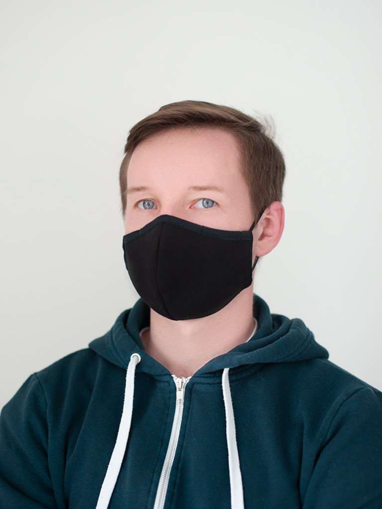 Многоразовая тканевая маска для лица двухслойная Puffy Black
