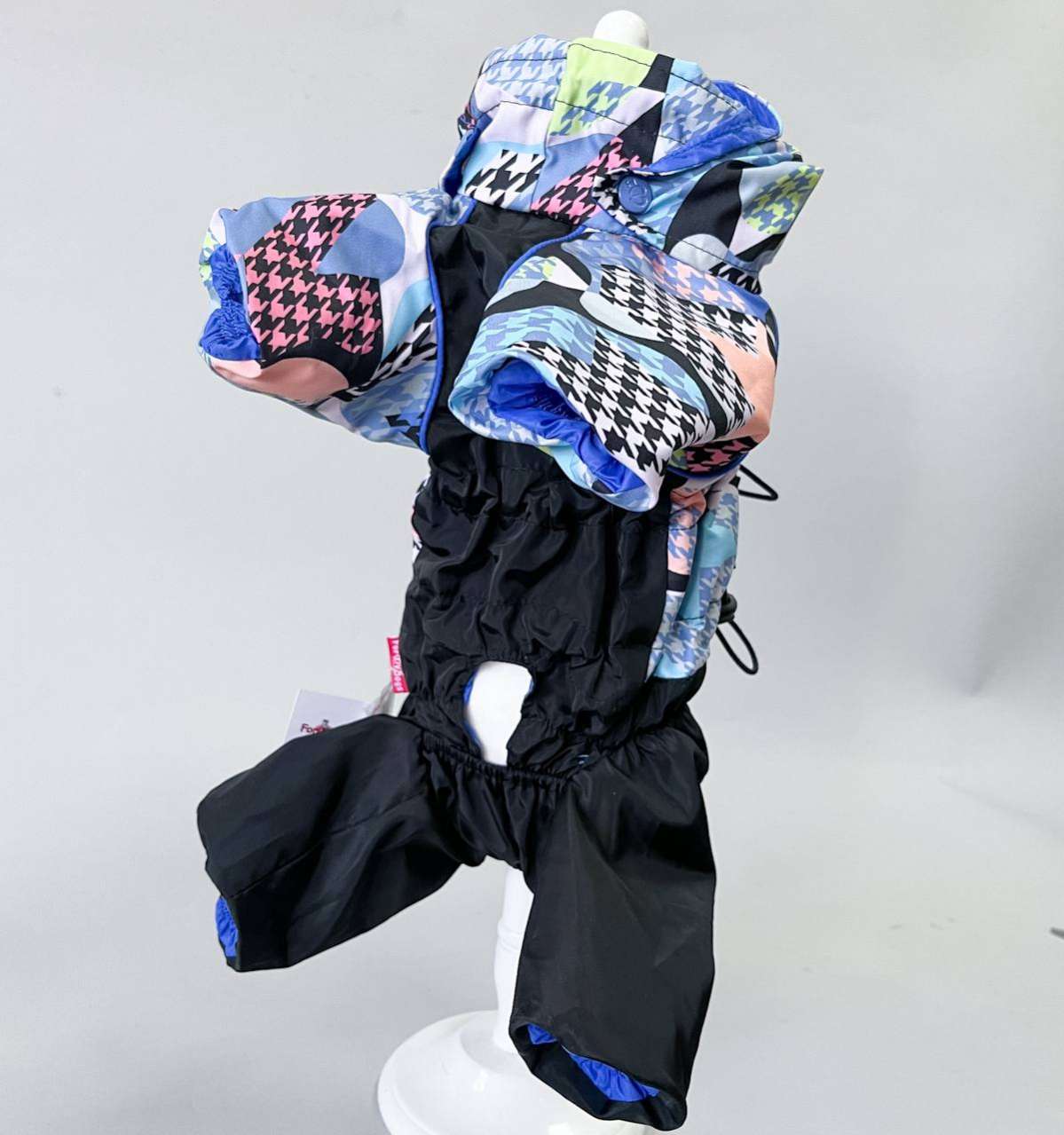 Дождевик для собаки с капюшоном ForMyDogs Пэчворк