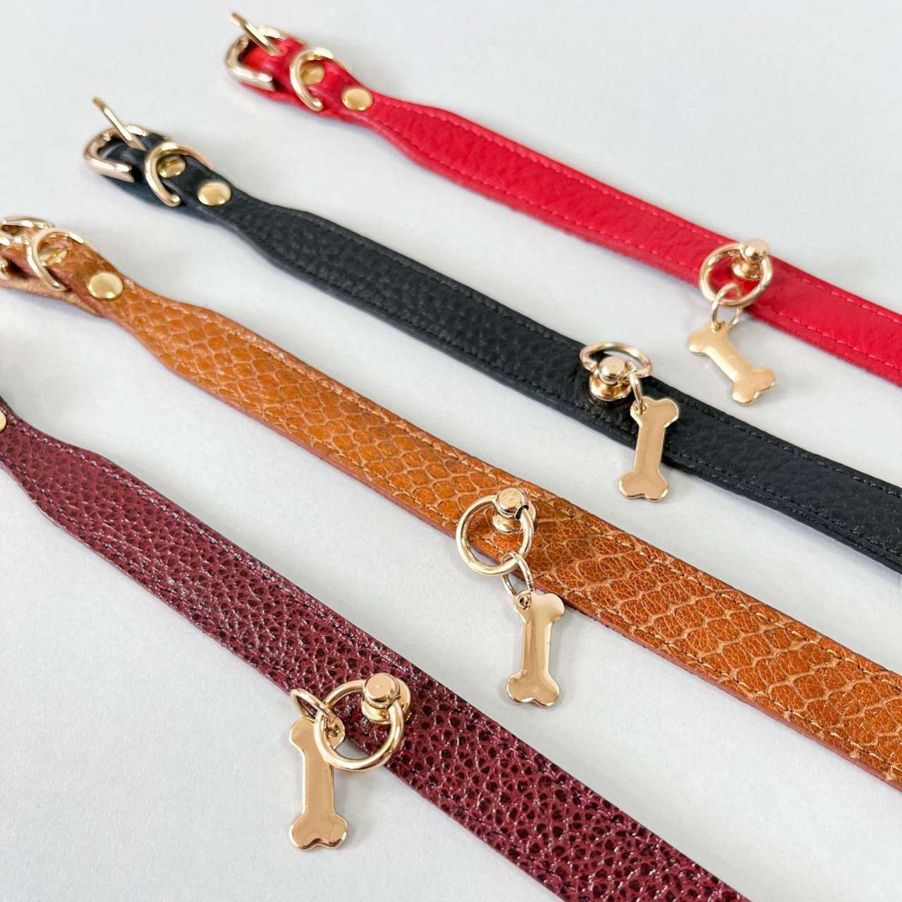 Кожаный ошейник для собак Косточка