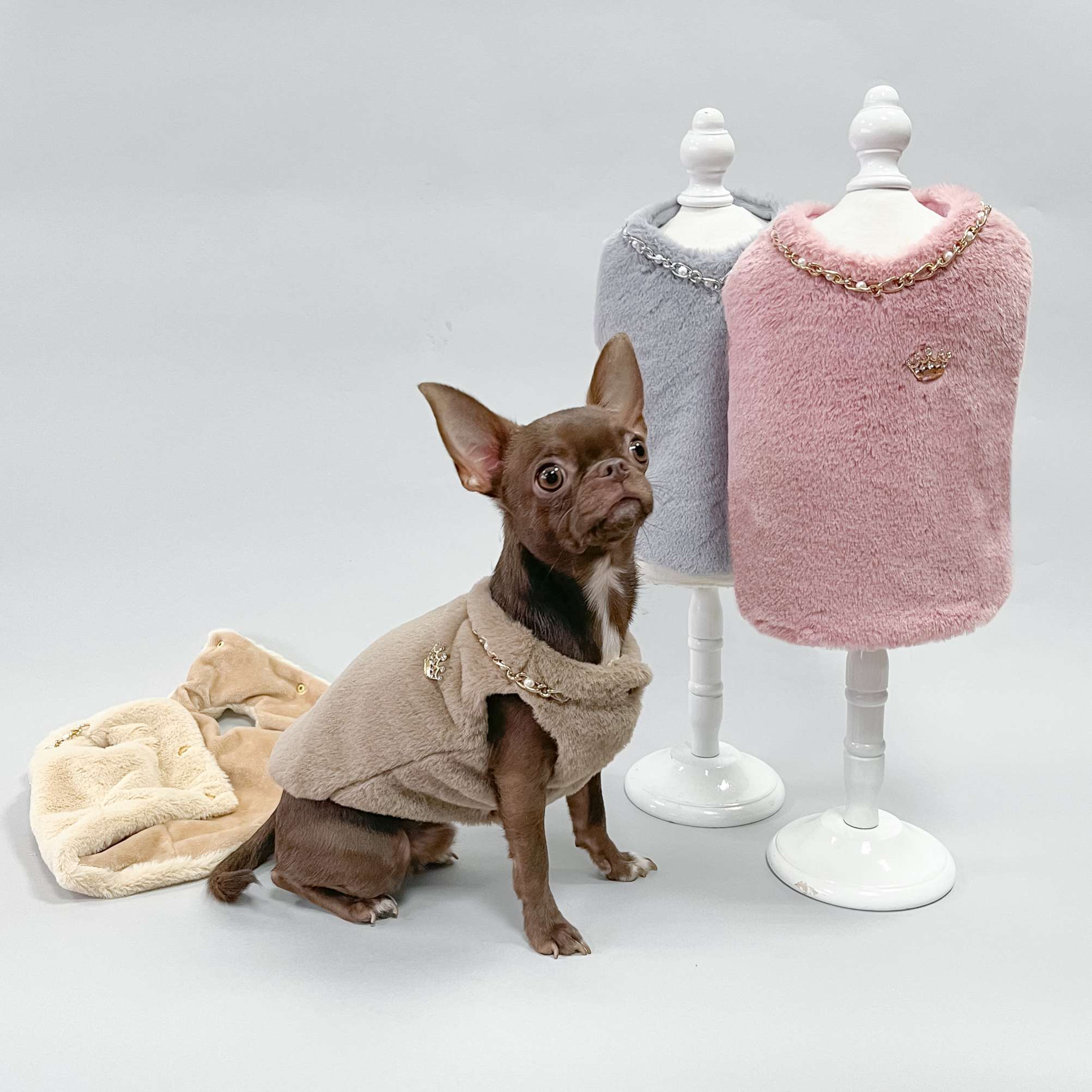 Жилетка для собаки меховая Puffy Морозка бежевая