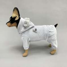 Велюровый костюм для собак Puffy Тедди серый