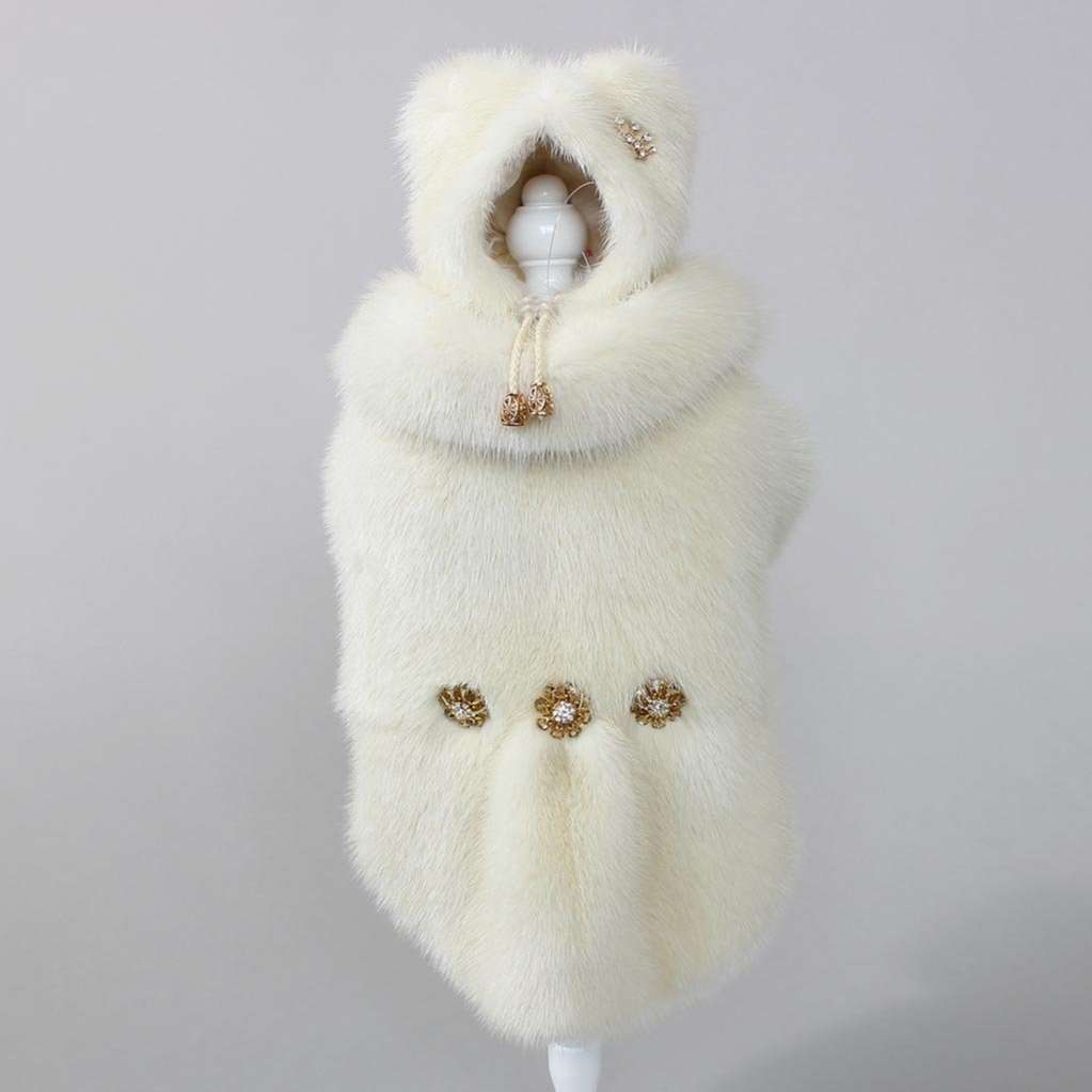 Шуба для собак норковая Адель белая