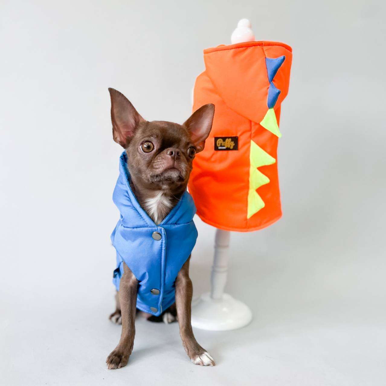 Жилетка для собаки Puffy Дино на шелке Голубой