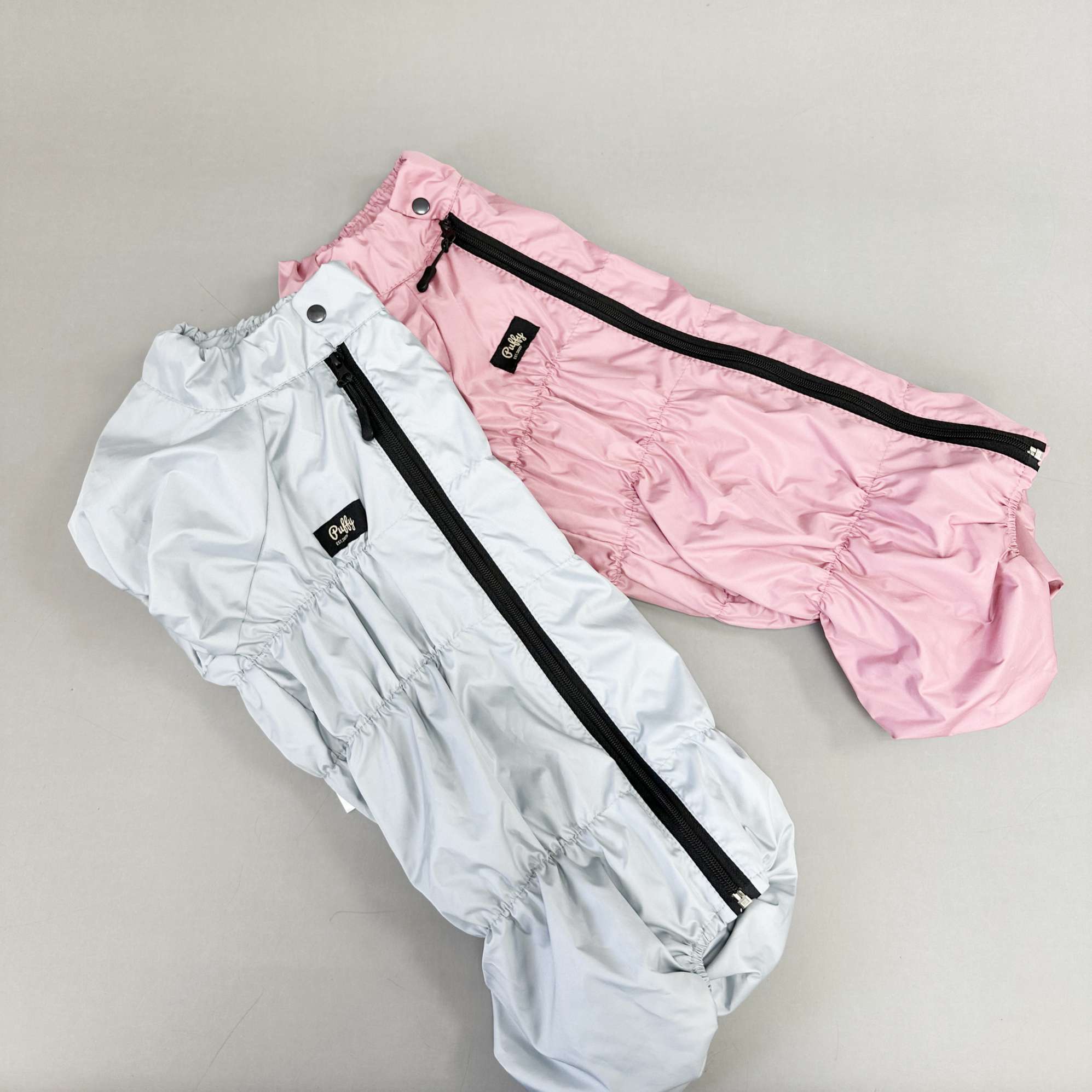 Утепленный дождевик Puffy Норд для такс и корги серый