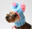 Вязаная шапка для собаки капор с закрытыми ушами Puffy