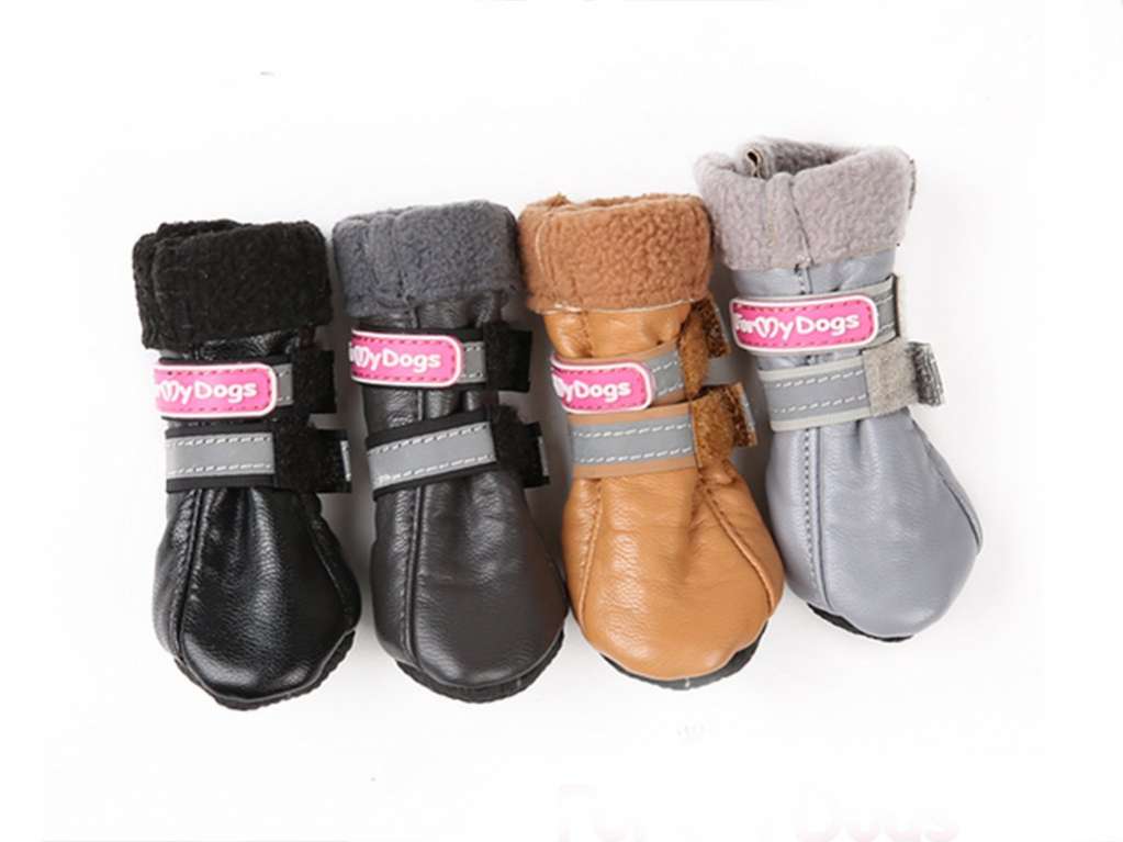 Зимняя обувь для собак ForMyDogs Кожзам Черные