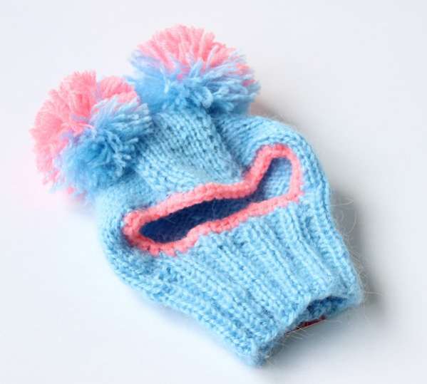 Вязаная шапка для собаки капор с закрытыми ушами Puffy