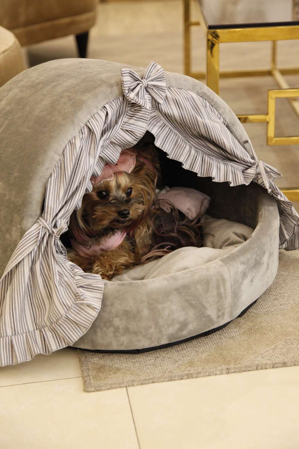 Домик для собаки со шторками Puffy Пепел