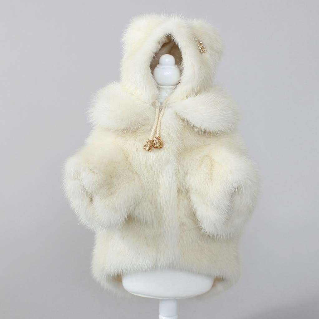 Норковая шапка для собак Puffy Ушки белая