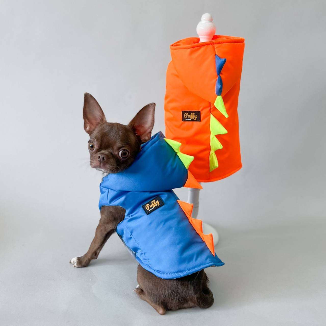 Жилетка для собаки Puffy Дино на шелке Голубой