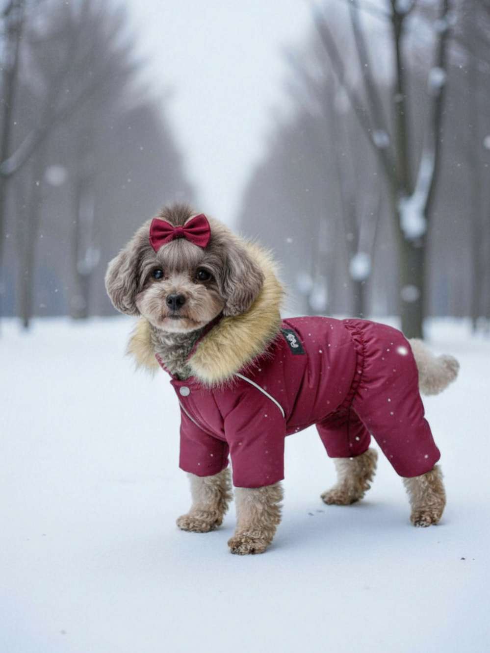Комбинезон для собак Puffy Аляска Бордовая