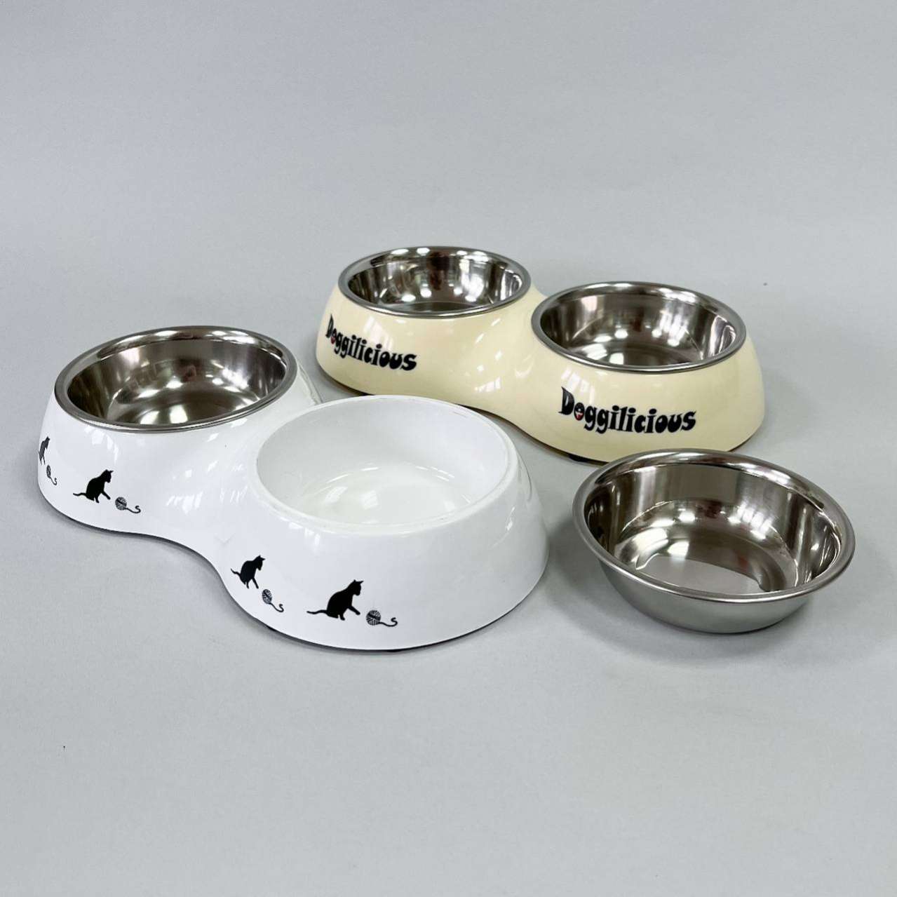 Миска для собак на подставке Ваниль двойная