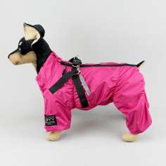 Утепленный дождевик для собак Puffy Фикс со шлейкой фуксия