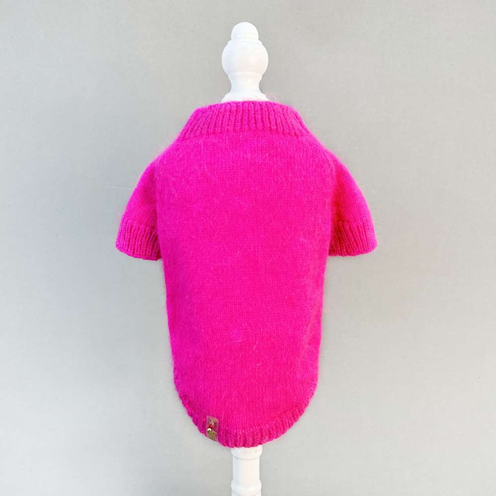 Вязаный свитер Puffy Пух норки Ярко-розовый