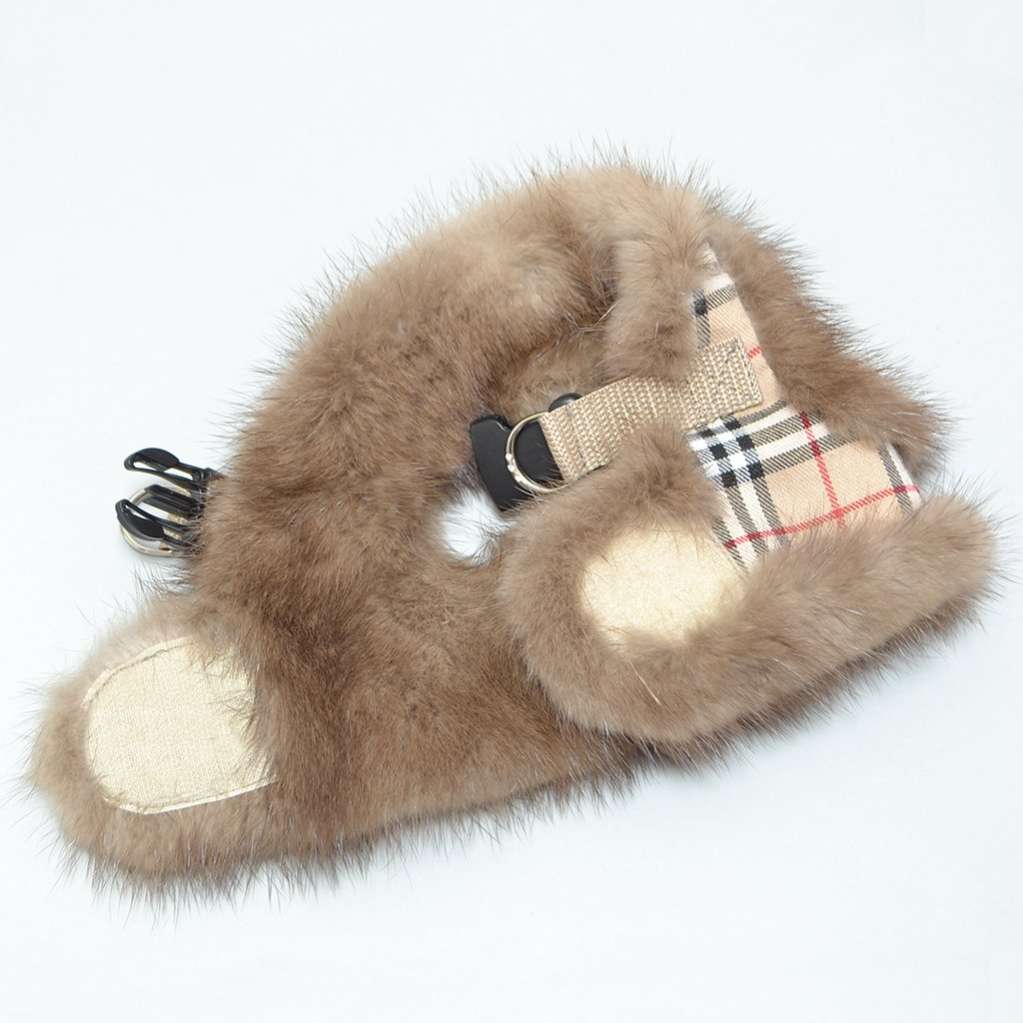 Шлейка для собак с натуральным мехом Burberry