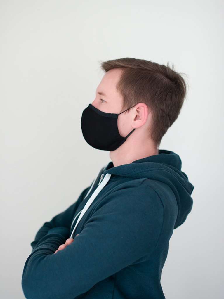 Многоразовая тканевая маска для лица двухслойная Puffy Black