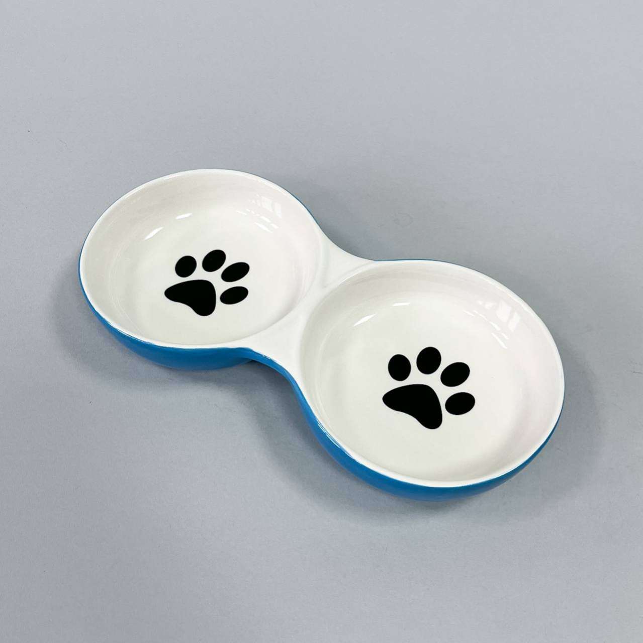 Миска для собак керамическая двойная Лапки