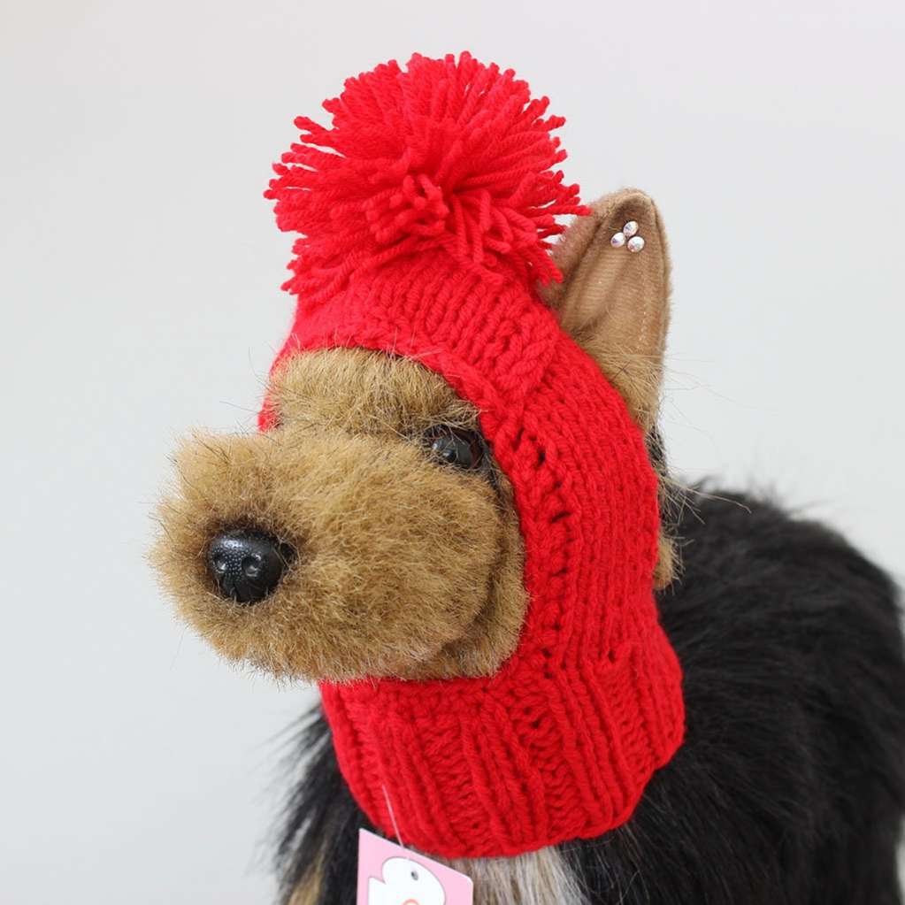 Вязаная шапка для собаки капор с открытыми ушами Puffy Фреш