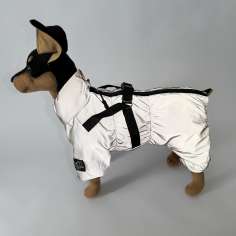 Утепленный дождевик для собак Puffy Фикс со шлейкой светоотражающий