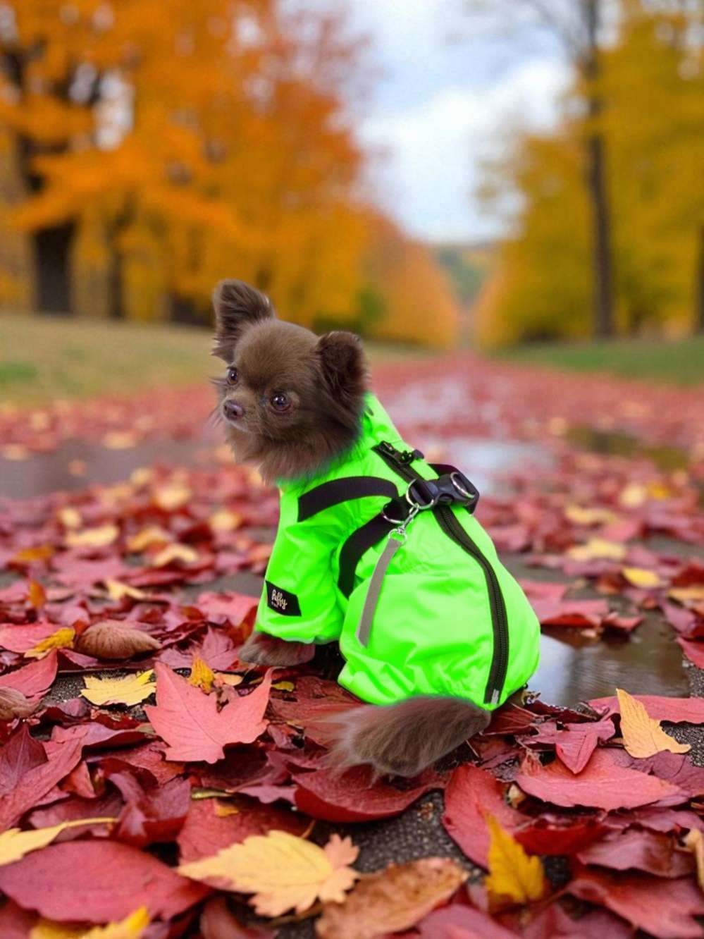 Дождевик Puffy Фикс салат с шлейкой 