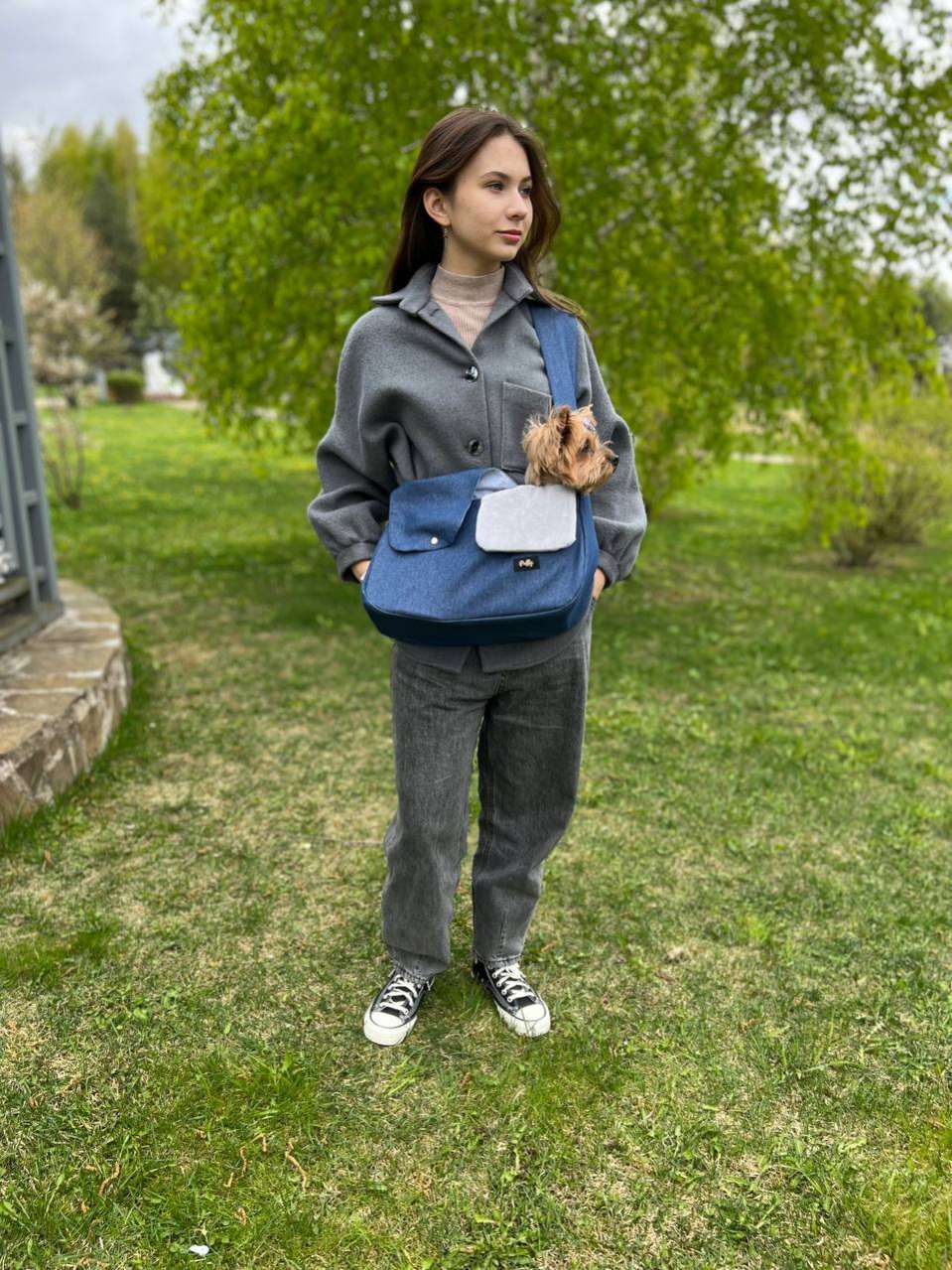 Демисезонная сумка-слинг для собак Puffy Бостон Синий 