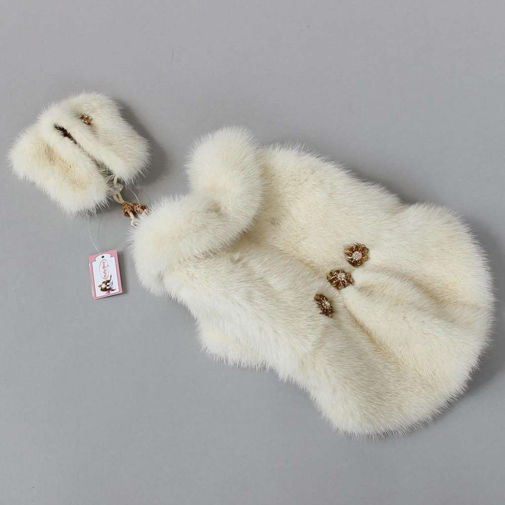 Норковая шапка для собак Puffy Ушки белая