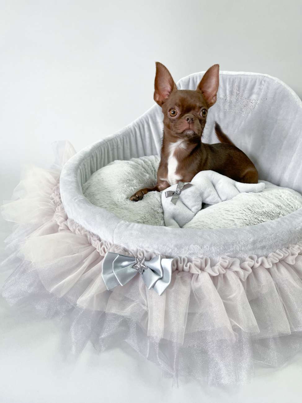 [Лежак] Лежанка для собак со спинкой Puffy Сильвер