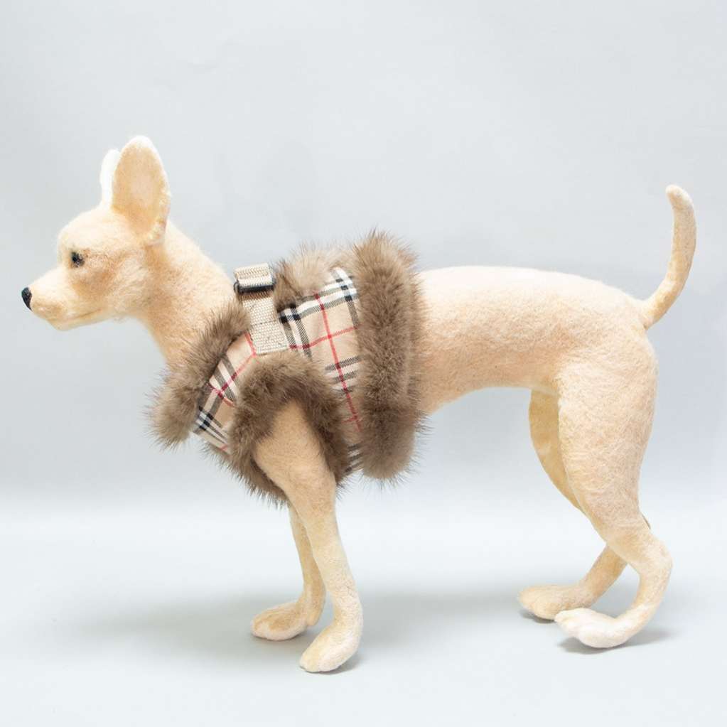 Шлейка для собак с натуральным мехом Burberry