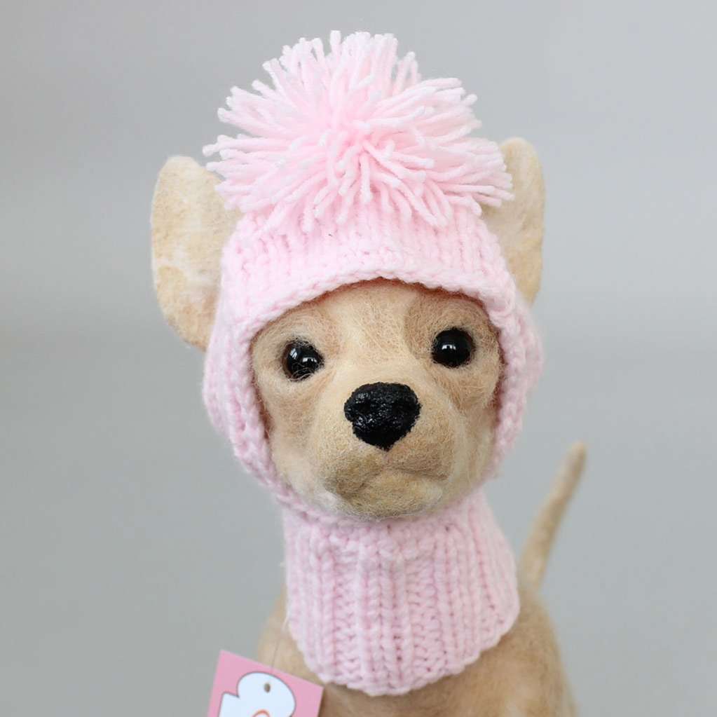 Вязаная шапка для собаки капор с открытыми ушами Puffy