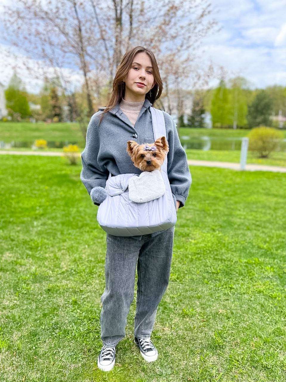 Сумка-слинг Puffy Прогулка серая