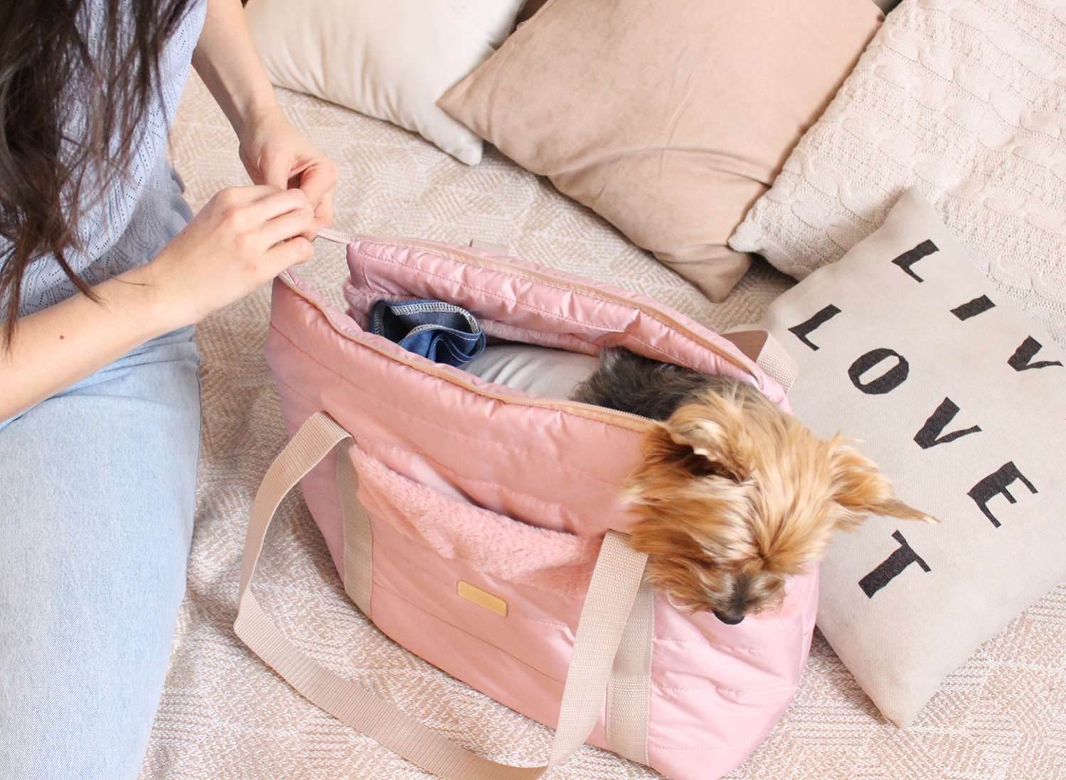 Сумка для собак Puffy Дакота пудровая