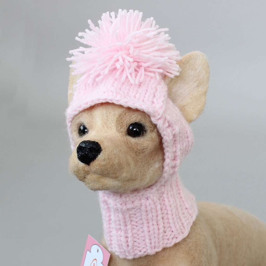 Вязаная шапка для собаки капор с открытыми ушами Puffy Фреш